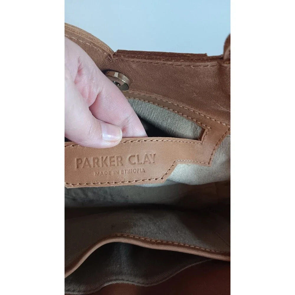 Parker Clay Acacia Woven Ethiopian Leather Hand Bag Brown With Strap